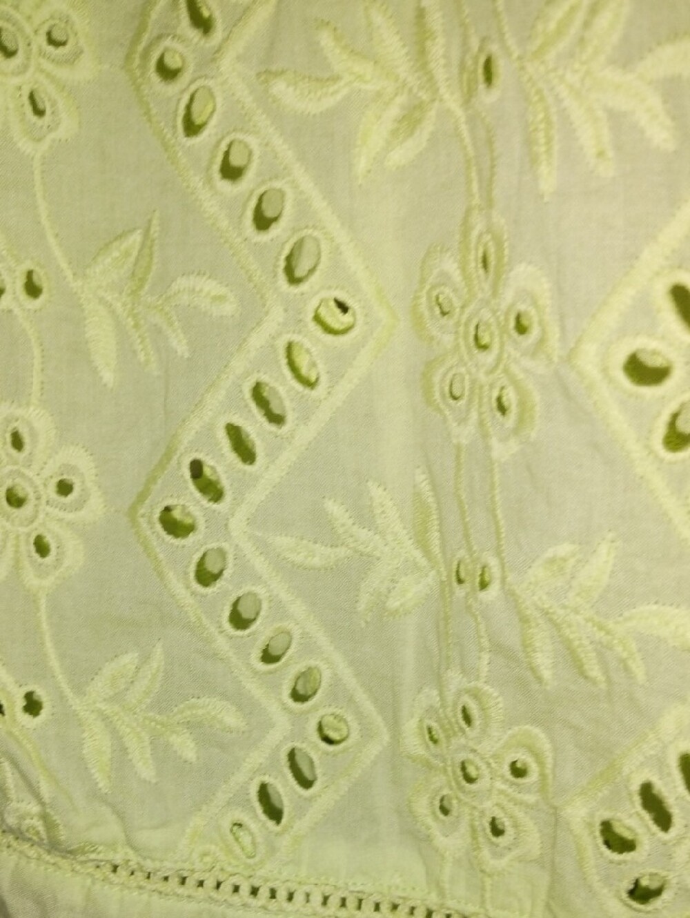 Lemon Eyelet Ruffle Sleeve Blouse - Lightweight Summer Top - Picture 4 of 8